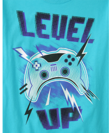 Childrens Place Turq Blue Level Up Control Graphic Tee